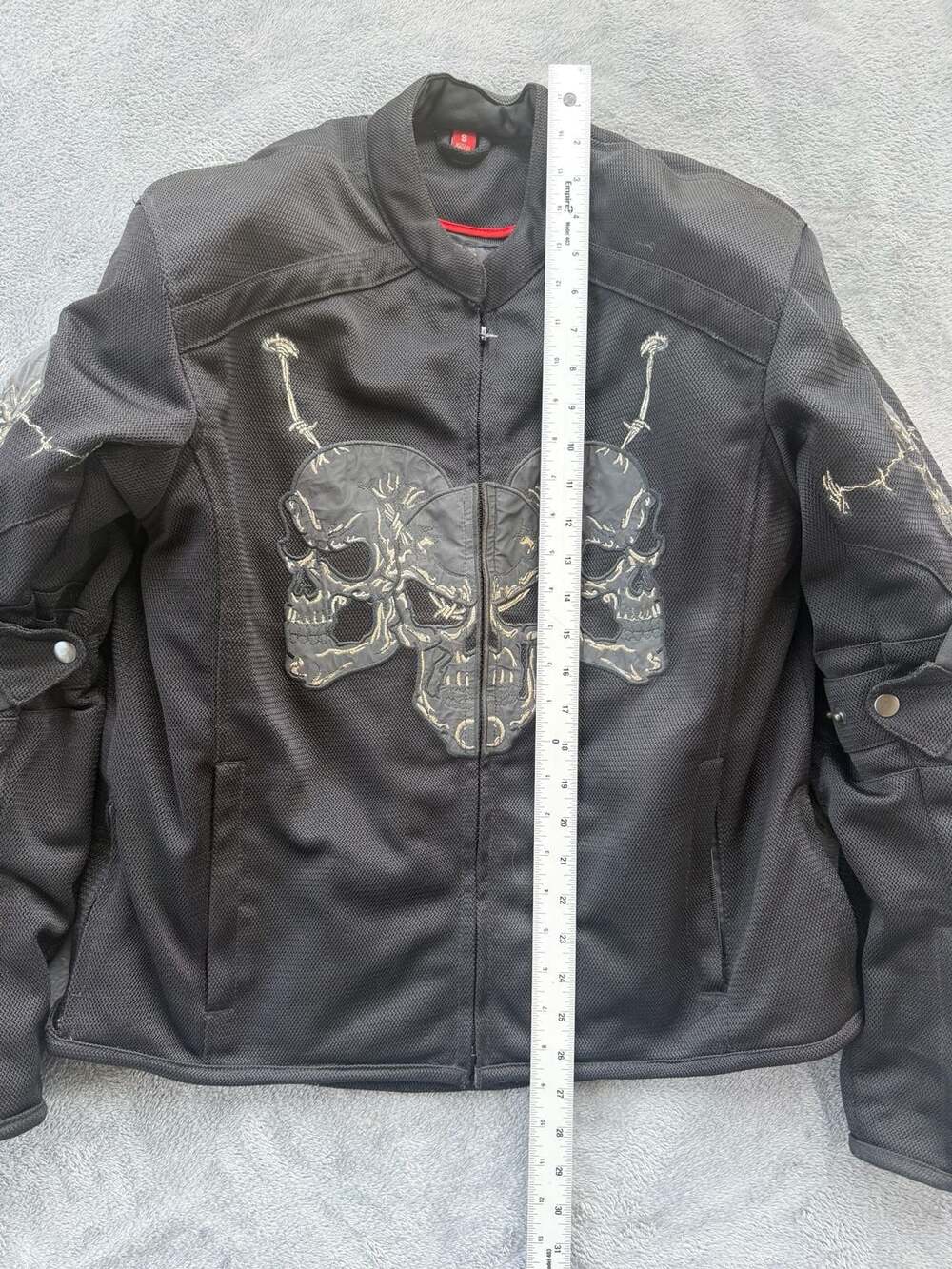 First Racing Men's Skull Embroidered Textile Motorcycle Jacket - Picture 2 of 7
